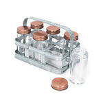 Alberto 6 Pieces Glass Mini Spice Jars With Copper Clip Lid And Metal Tray image number 2