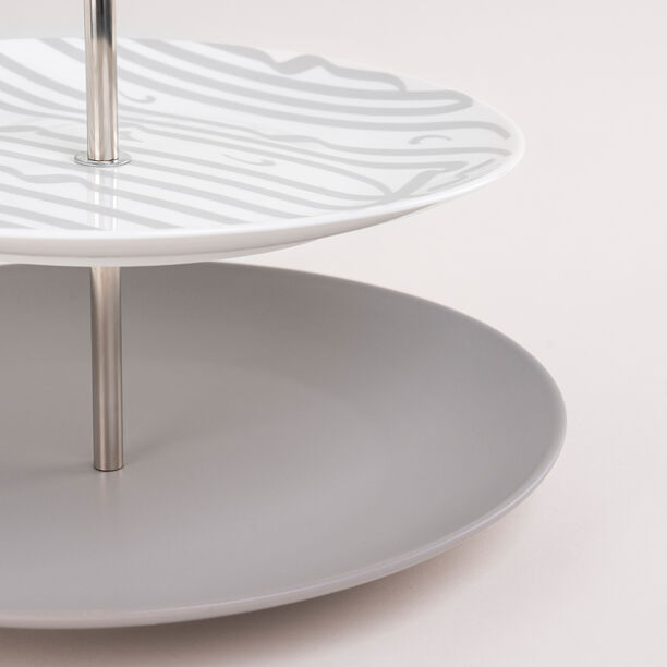 La Mesa grey/white porcelain 2cake plate image number 3