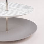 La Mesa grey/white porcelain 2cake plate image number 3
