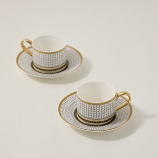 Dallaty white and black porcelain English tea cups set 12 pcs