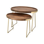 Wooden Oval Side Table Set 2 Pieces image number 1