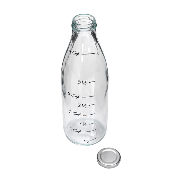 Glass Wide Bottle With Metal Lid Transparent Color image number 2