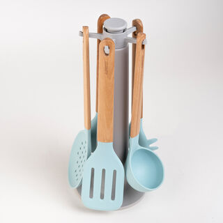 Alberto 6 pcs silicone and wood utensils set