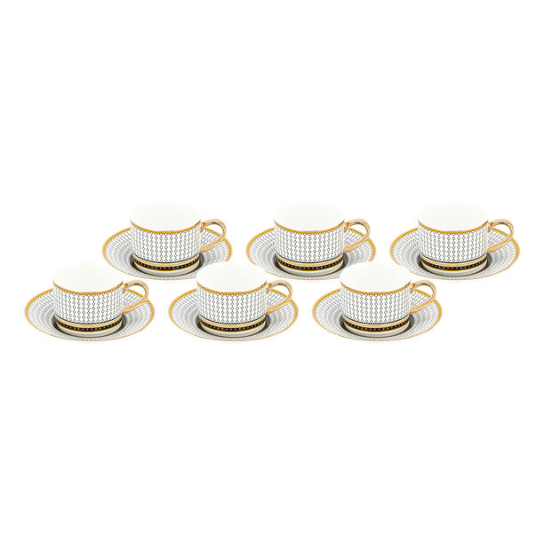 Dallaty white and black porcelain English tea cups set 12 pcs image number 2