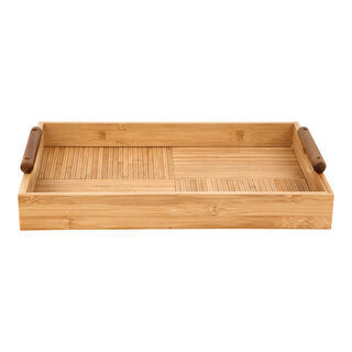 Bamboo Serving Tray With Wood Handle
