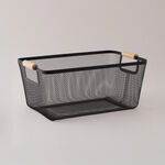 هومز سلة تنظيم معدنية سوداء بمقابض خشبية 34*22.5*43 سم image number 0