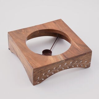 Pearl Collection La Mesa Food Warmer With Wood Stand, 27.5*27.5*28 cm