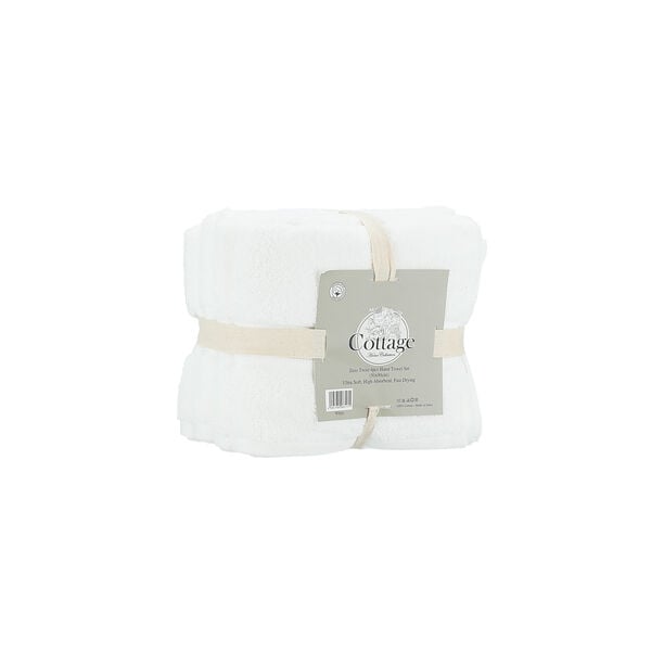 4 Piece Zero Twist Cotton Bath Towel Set 50*90 cm White image number 0