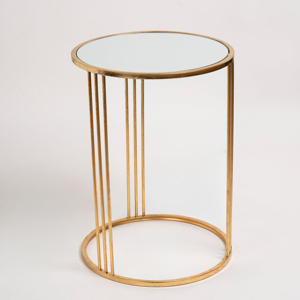 Side Table Set Of 2 Gold With Mirror Top Big image number 1