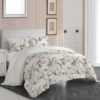 3 Pcs Cottage green floral comforter set twin size