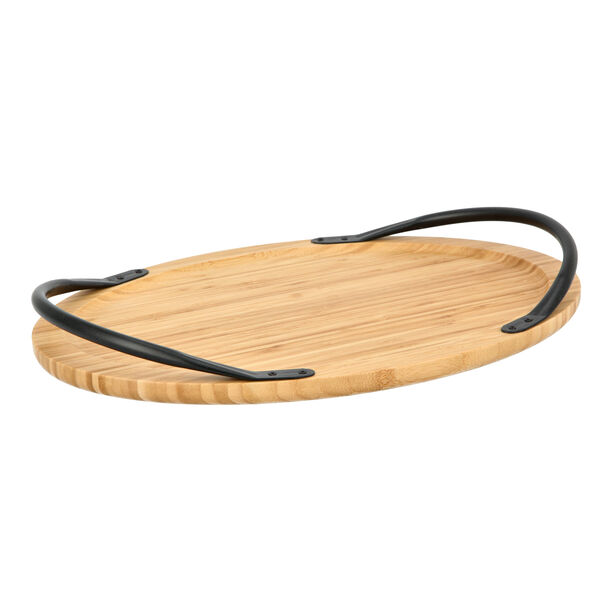 Alberto Bamboo Serving Tray With Metal Handle image number 0