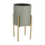 Metal Planter With Gold Legs Grey Dia 25X HT: 50 CM image number 0