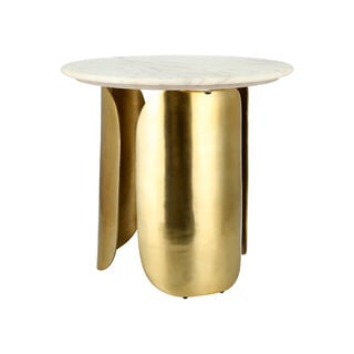 Marble Top Side Table Aluminum Base Gold