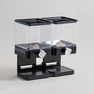 Alberto plastic double cereal dispenser square, black 3700ml