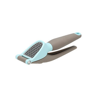 Alberto stainless steel garlic presser with blue and brown handle