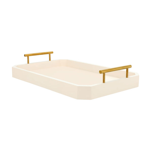 Acacia wooden white serving tray 49.5*31.8*9.1 cm image number 1