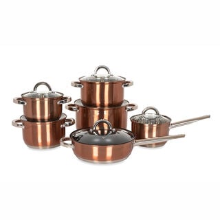 Alberto 12 Pieces Stainless Steel Cookware Set Copper