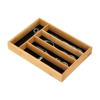 Alberto Bamboo Utensils Drawer Organizer Black Color