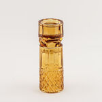 هومز حامل شموع زجاجي بتصميم ماسي بني داكن 8.9*8.9*27.4 سم image number 1