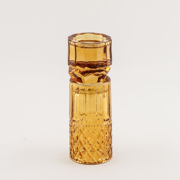 هومز حامل شموع زجاجي بتصميم ماسي بني داكن 8.9*8.9*27.4 سم image number 1