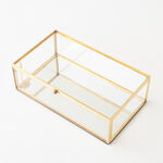 هومز صندوق مجوهرات زجاج بإطار ذهبي وسط 21*12*6سم image number 1