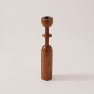 هومز حامل شموع خشب 5*5*28سم، بني