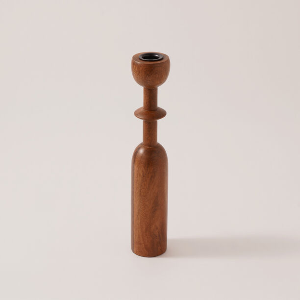 هومز حامل شموع خشب 5*5*28سم، بني image number 0