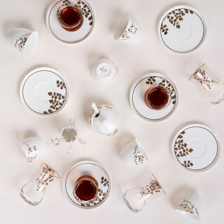28Pcs Porcelain Tea And Coffee Set Gold Leaf