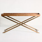 Homez console table with teak wood top and steel base, 160*45*80cm image number 0