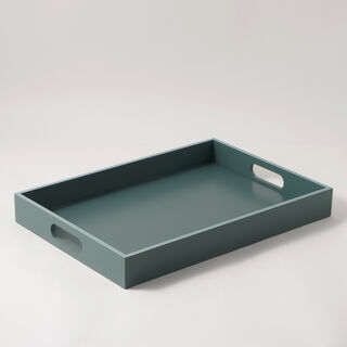 دلتي صينية خشب مستطيلة 35*50*6سم، أخضر