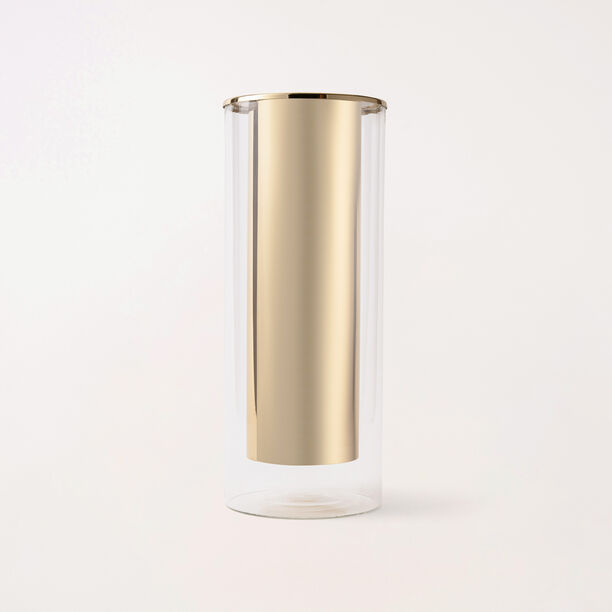 Oulfa gold metal/ glass cylindrical vase 15*15*39 cm image number 0