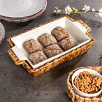 Porcelain Rectangular Dish With Rattan Basket image number 5