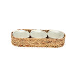 Porcelain 3Pcs Round Casseroles With Lid And Rattan Basket image number 1