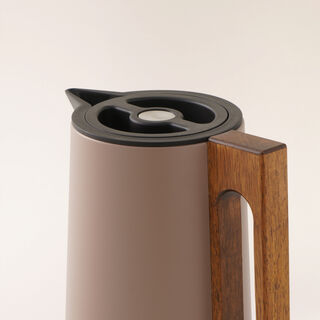 Dallaty steel vacuum flask flask with wood handle 0.6L, dark beige