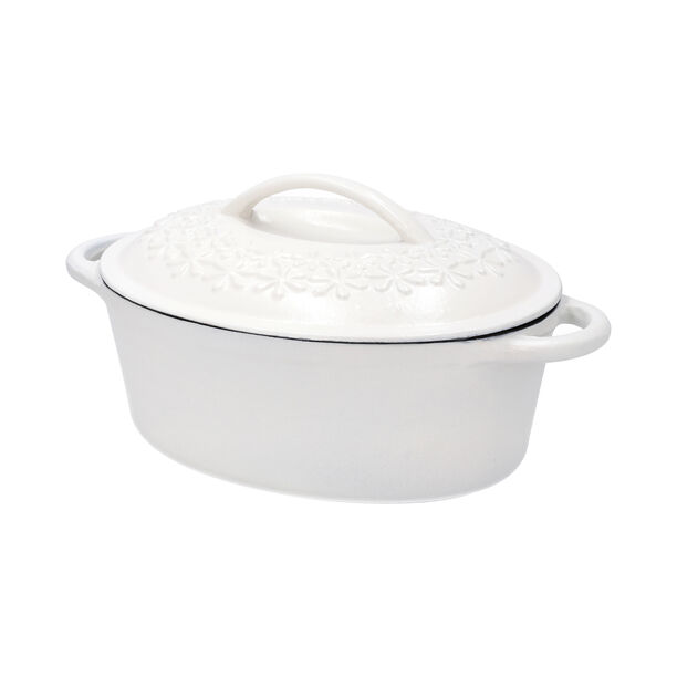 Alberto cast iron oval white pot 28 cm image number 2
