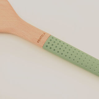 Pentola wood slotted turner, silicone handle, green 30*7.9*1.5 cm