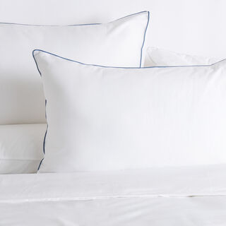 3Pcs cotton duvet cover 260*220cm contrast piping blue