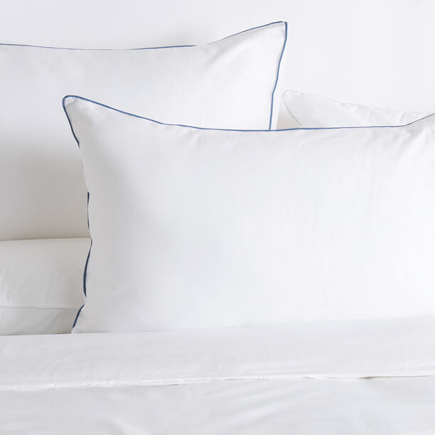 3Pcs cotton duvet cover 260*220cm contrast piping blue image number 1