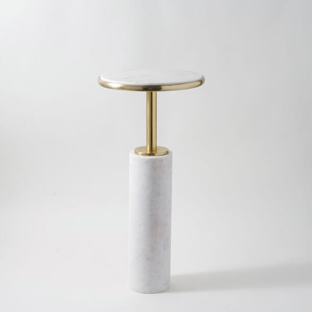 Homez marble side table 31*31*62cm, white image number 0