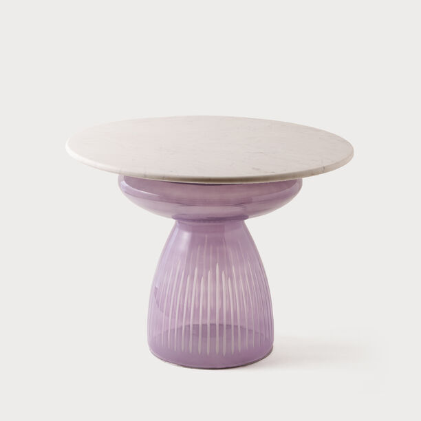 Homez glass coffee table with marble top 61*51cm, lilac image number 0
