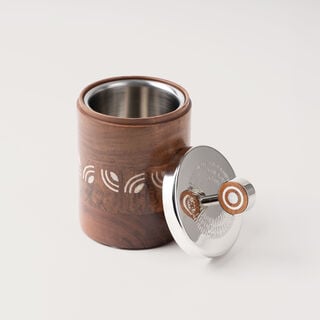 Pearl Collection Oud Burner Storage With Lid, Wood, 10*10*17.5 cm