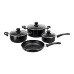 Cookware Non Stick Set 7 Pieces With Glass Lid Black image number 1
