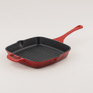 Alberto enameled cast iron square grill pan 50*27*4.5cm, red