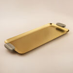 La Mesa metal serving tray with grey marble handle 35*15*2.5cm, gold image number 0