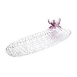 La Mesa Glass Oval Platter With Violet Crystal Flower 40 Cm image number 0