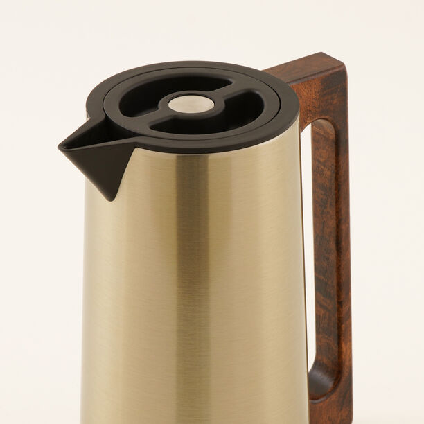 Dallaty steel vacuum flask with wood handle 1L, gold image number 2