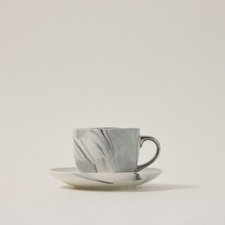 La Mesa Marble W Silver 12 Tea Cup&Saucer 200 Cc