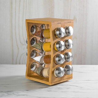 Alberto Bamboo Rack With 16 Pieces Spice Jars
