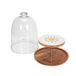 Arabesque 2 Tier Serving Stand With Glass Dome Top image number 1