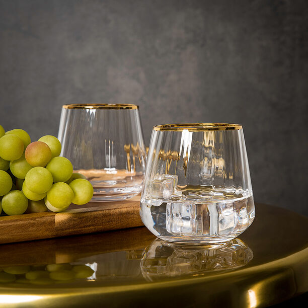 Set Of 4 Clear Ribbed Dof With Gold Rim image number 0